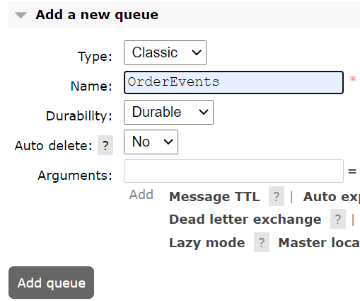 Setting up queues in RabbitMQ
