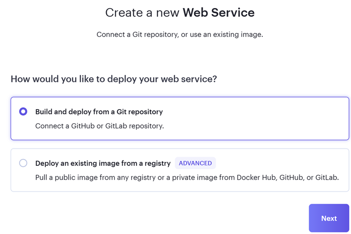 Devprime Create a new Web Service Render.com